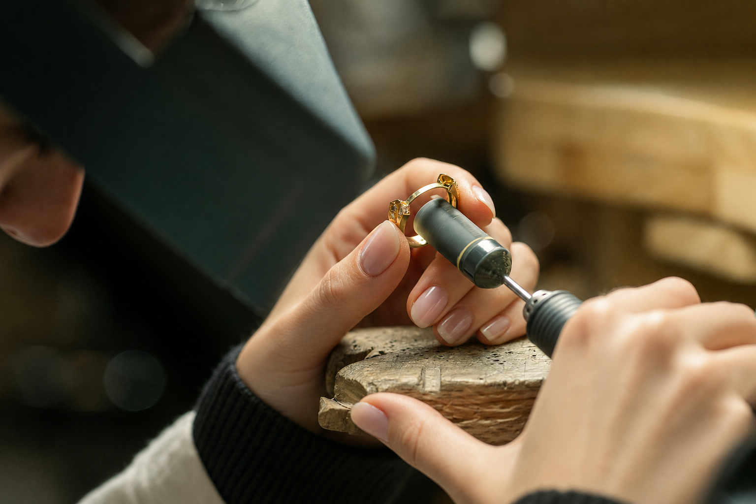 Polissage délicat d’une bague en or